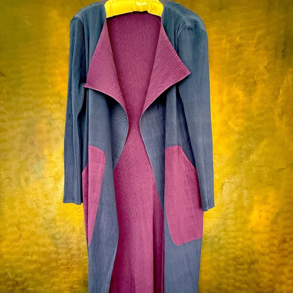 Colorblock Long Open Masaki Matsuka Cardigan - Picture 1 of 5